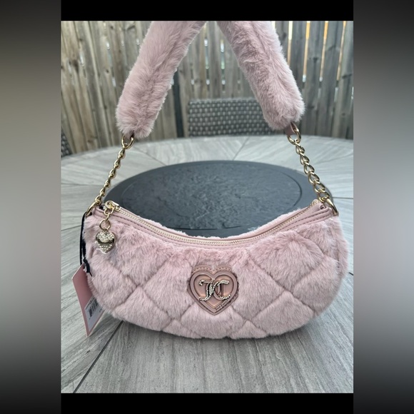 Juicy Couture  Let’s Get Cozy Shoulder Bag Dusty Blush  With Matching Wallet - Picture 1 of 8